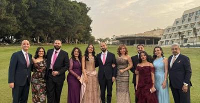 عمرو أديب ولميس الحديدي يحتفلان بخطوبة نجلهما