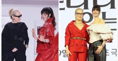 أناقة لافتة تجمع آن هاثاواي وميريل ستريب في سيول