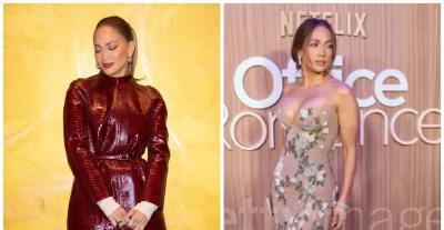 لوكات جينيفر لوبيز بين فستان Miss Sohee الشفاف ومعطف Tom Ford