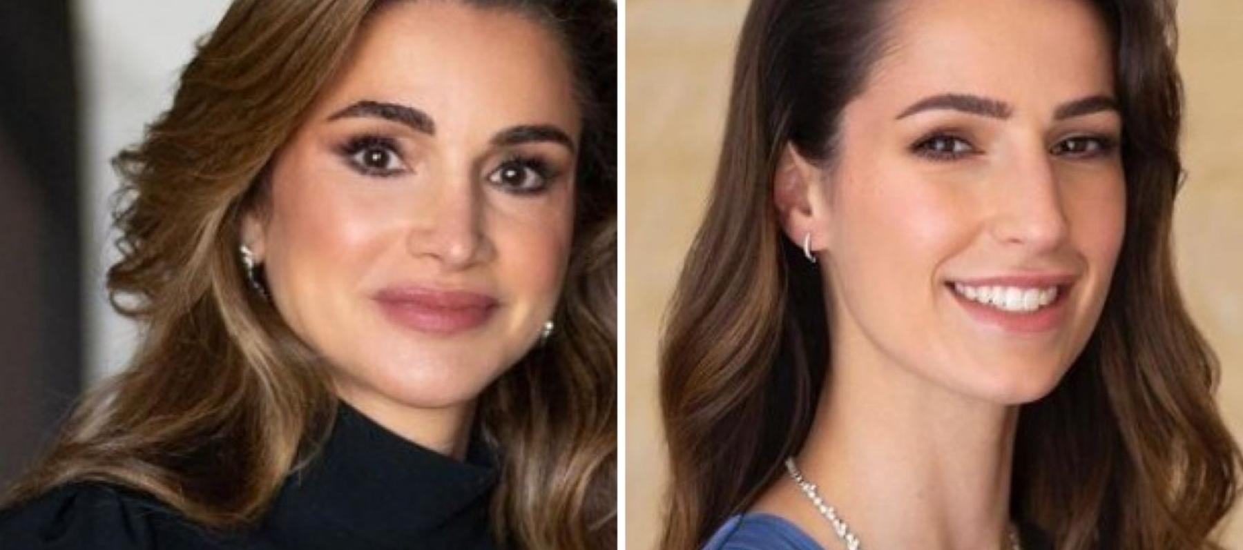 الملكة رانيا و الآنسة رجوة خطيبة ولي عهد الأردن - صورة معدلة من السوشيال ميديا
