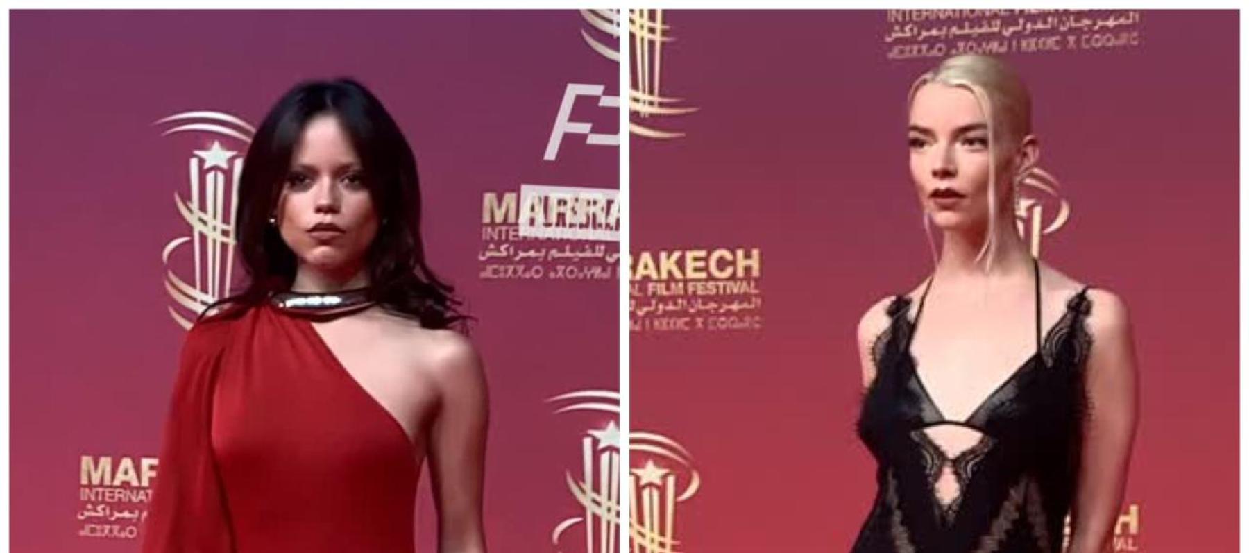 جينا أورتيغا وآنا تايلور-جوي تتألقان بإطلالات لافتة في مهرجان مراكش