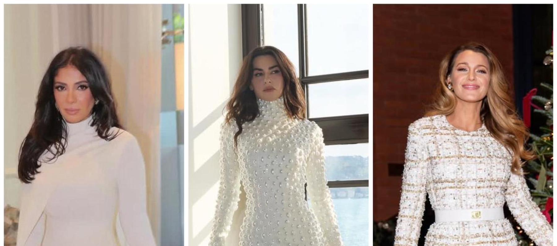 منى زكي وبلايك لايفلي وغيرهن.. بالأبيض في موسم الاحتفالات 