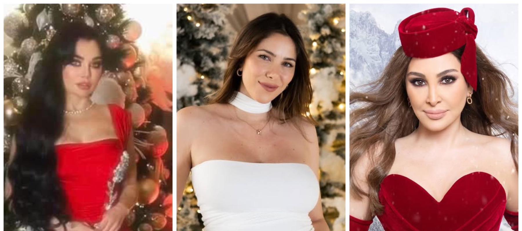 إطلالات النجمات في ليلة الميلاد بين الأحمر والأبيض والأسود - الصور من انستغرام النجمات 