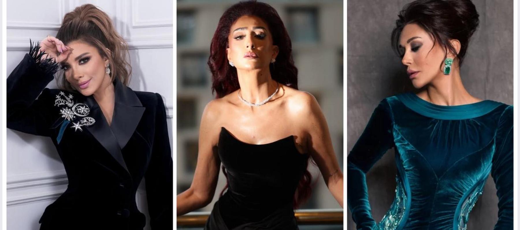 من كاريس بشار الى أصالة: فساتين المخمل تسيطر في Joy Awards  