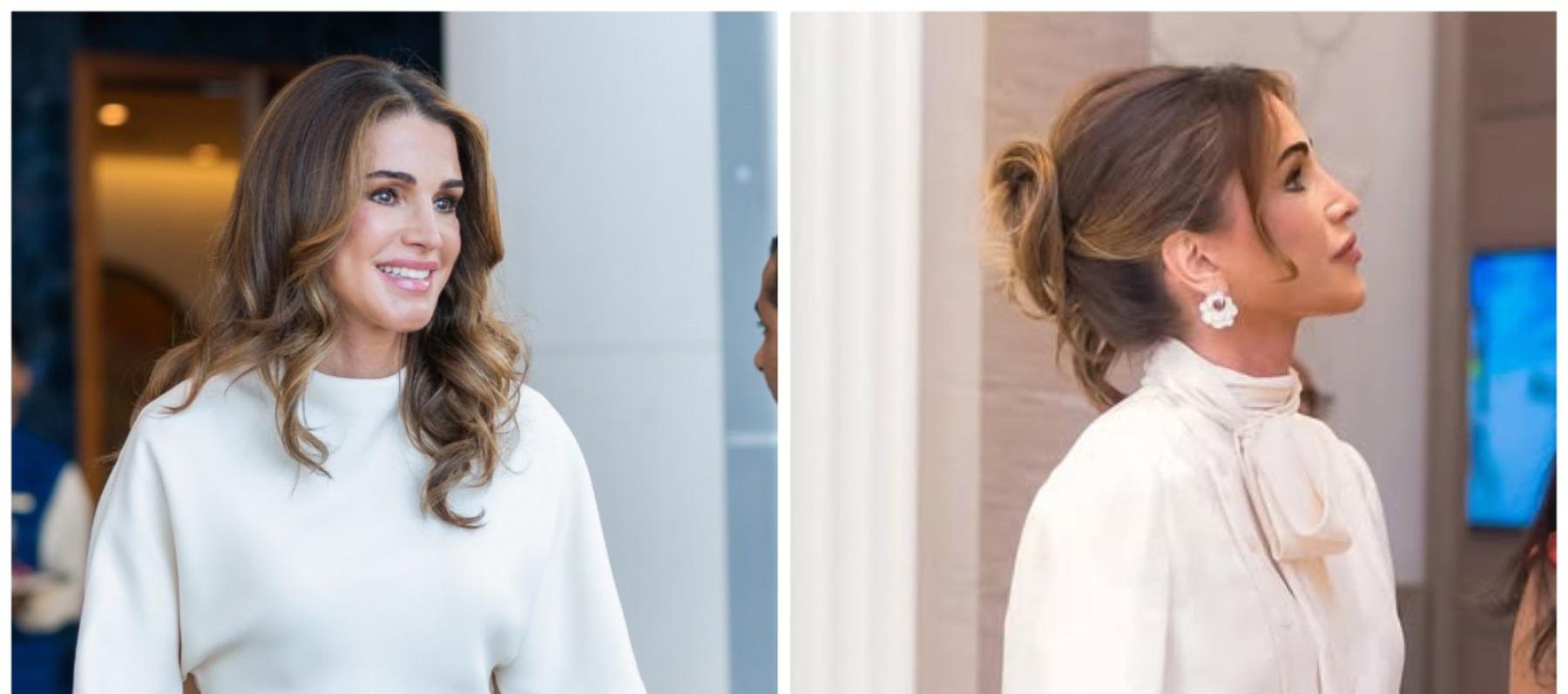 تنورة Dries Van Noten وبنطلون Palazzo في أناقة الملكة رانيا