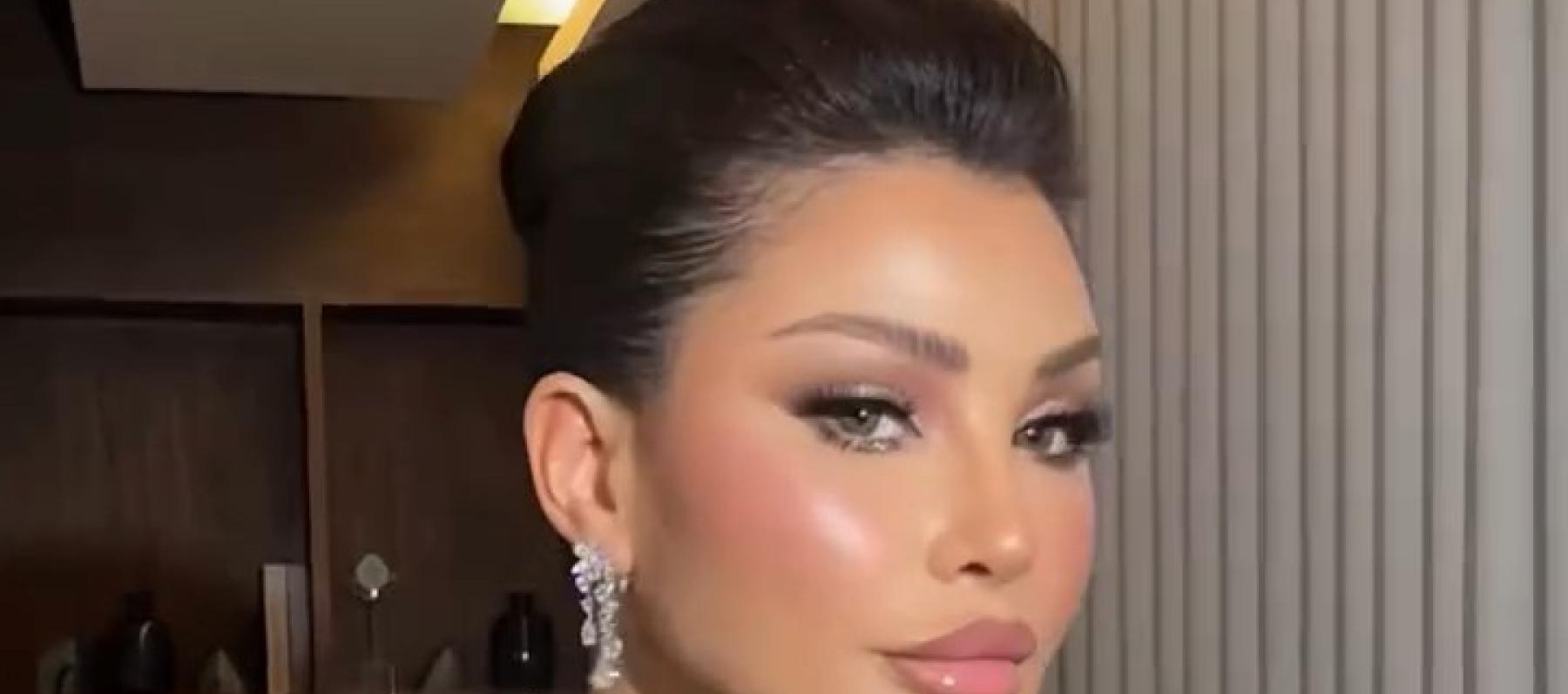 إطلالة أميمة طالب بفستان من توقيع نيكولا جبران بقصة هيكلية 