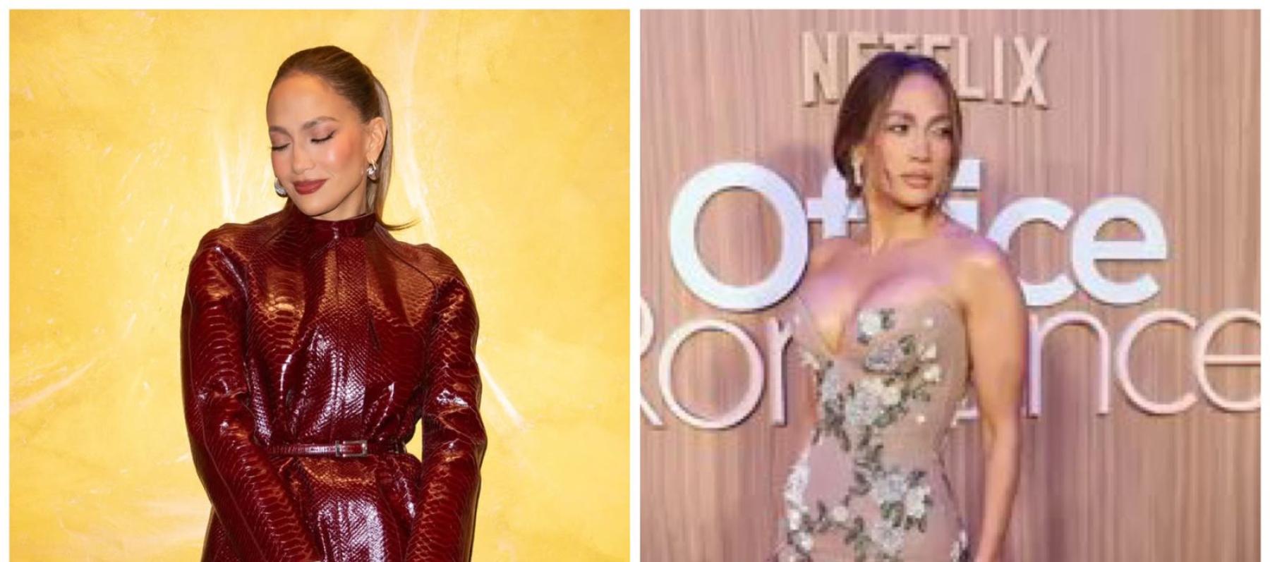 لوكات جينيفر لوبيز بين فستان Miss Sohee الشفاف ومعطف Tom Ford