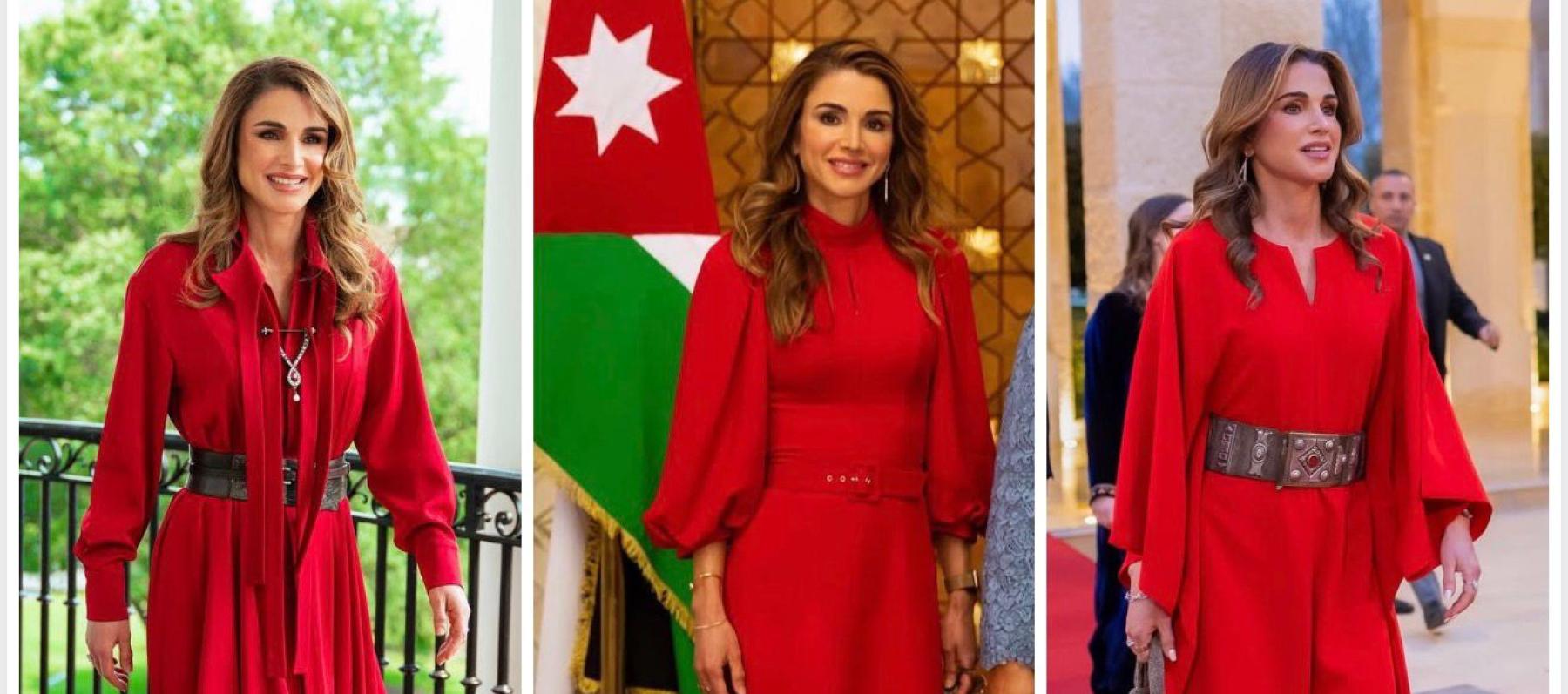 الملكة رانيا والأحمر… لون يعكس القوة والأناقة