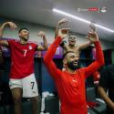 احتفال اللاعبين بتأهل منتخب مصر 