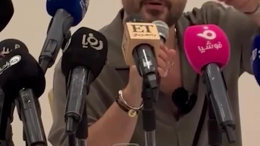 ناصيف زيتون من مؤتمر الصحفي في الأردن قبل حفله في مهرجان جرش