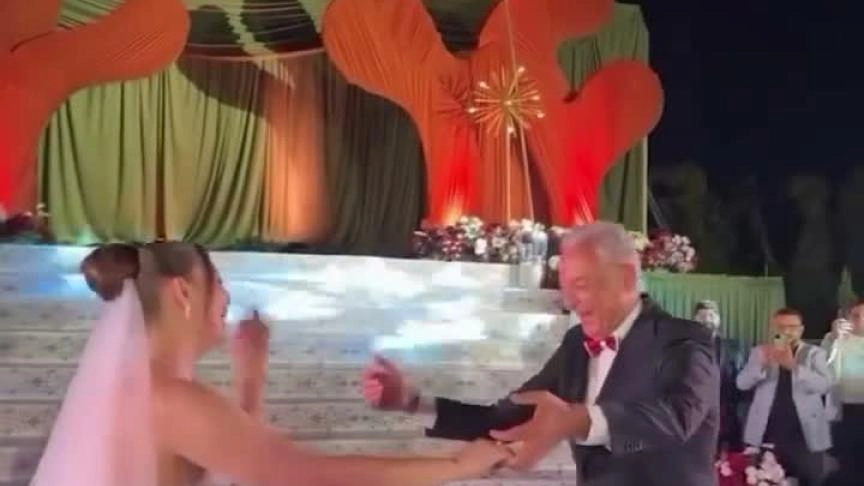 محمود حميدة يشارك ابنته الرقص على أغنية ولا يا ولا في حفل زفافها