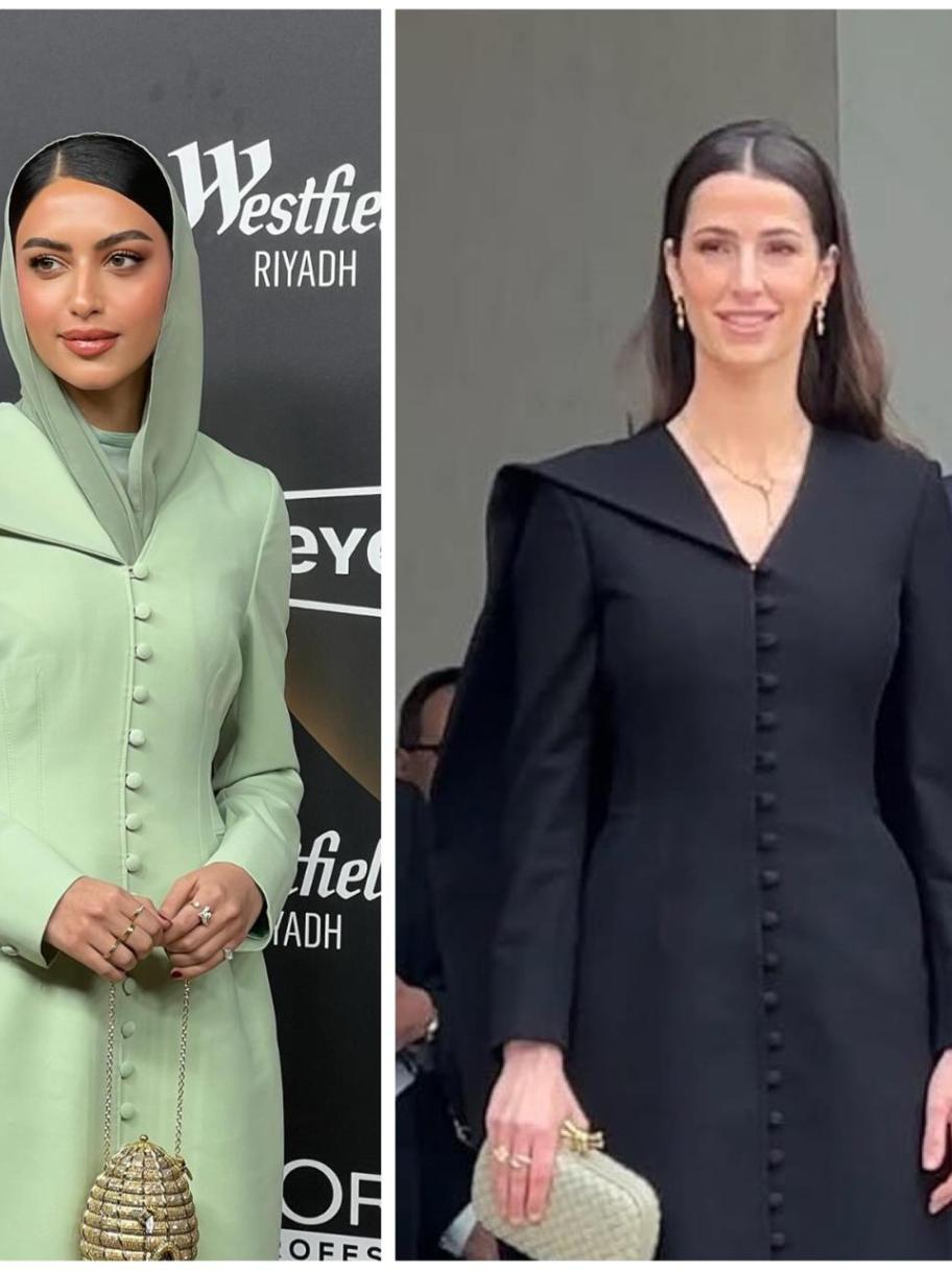 الأميرة رجوة ويارا النملة بالتصميم ذاته من منى الشبل بلون مختلف