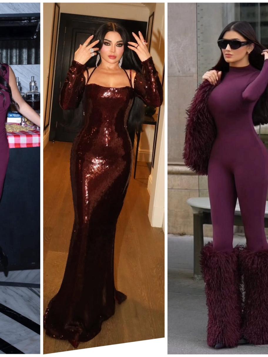 النجمات باللون البورغندي: سيرين عبد النور وهيفا وهبي ...