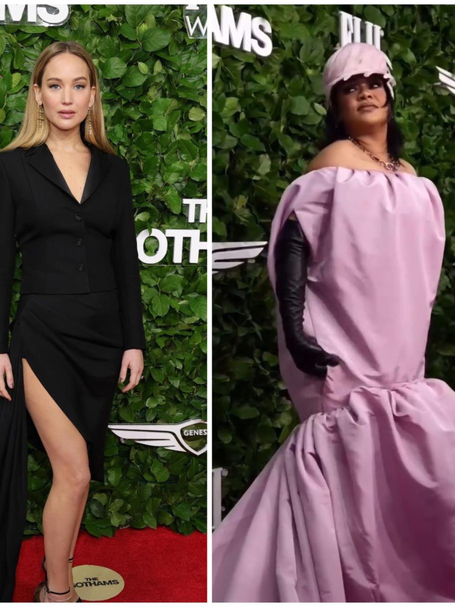 ريهانا بالريش وجينيفر لورنس في ديور في حفل Gotham Awards - صورة جينيفر لورنس من Getty