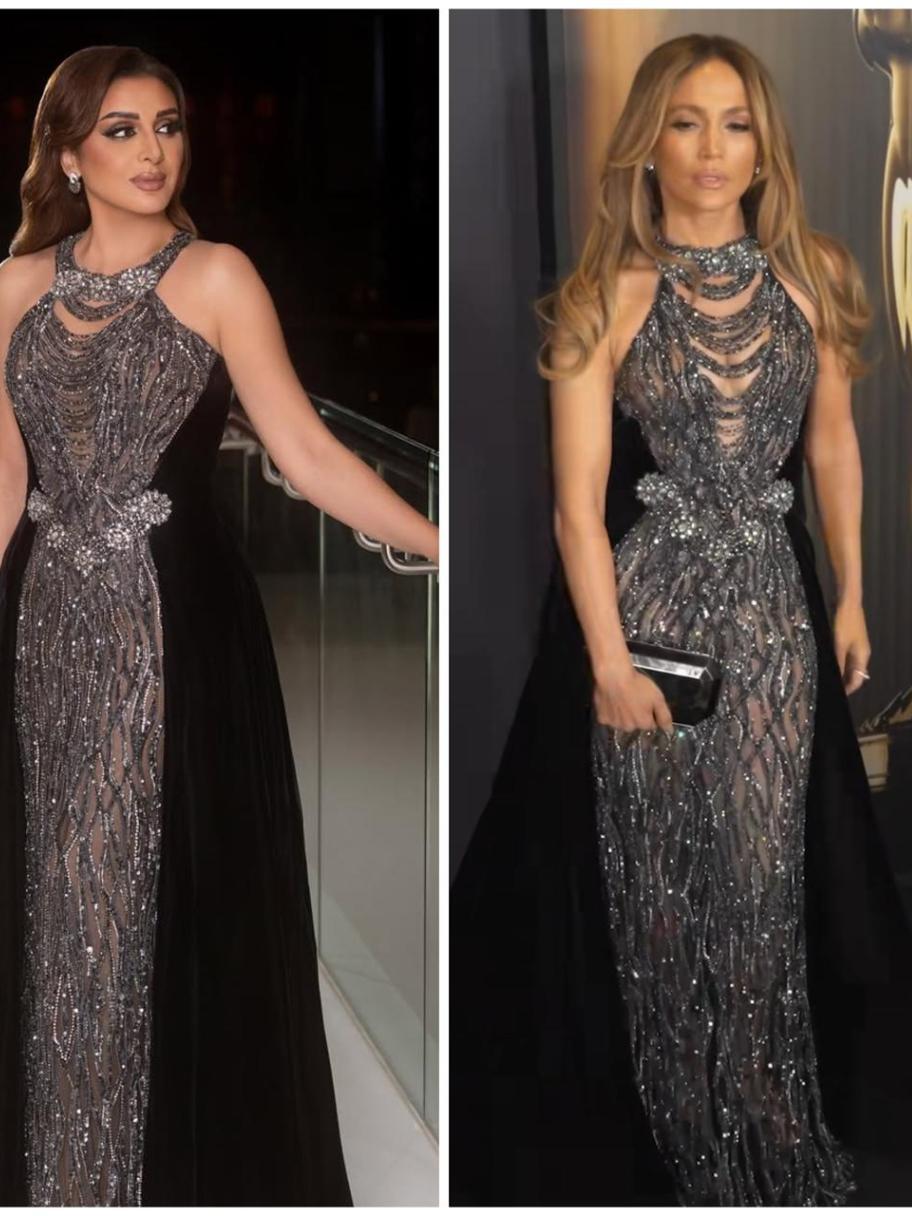 فستان واحد… وإطلالتان مختلفتان بين أنغام وجينيفر لوبيز