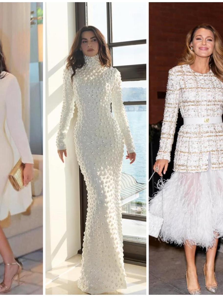 منى زكي وبلايك لايفلي وغيرهن.. بالأبيض في موسم الاحتفالات 