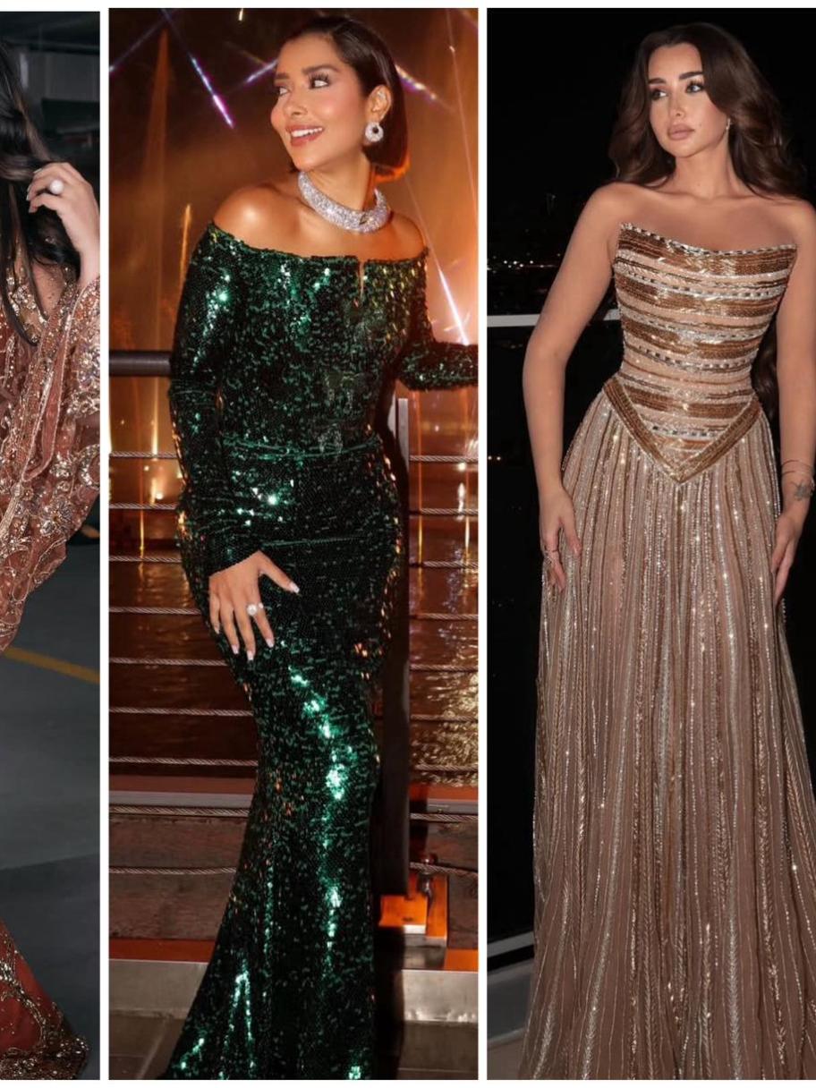 من وحي النجمات: الفساتين البراقة خيارك لإطلالة رأس السنة