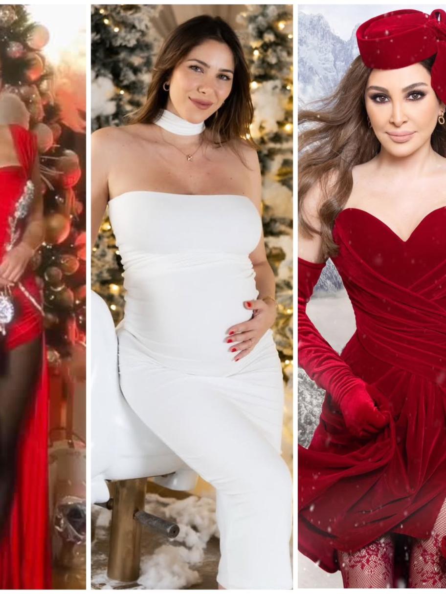 إطلالات النجمات في ليلة الميلاد بين الأحمر والأبيض والأسود - الصور من انستغرام النجمات 