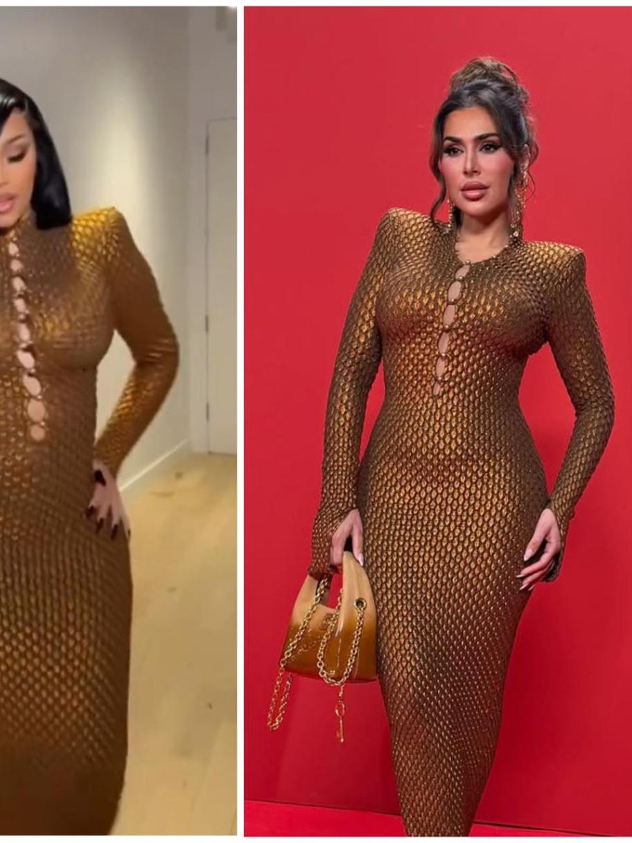 كاردي بإطلالة Schiaparelli شبه شفافة سبق وارتدتها هدى قطان 