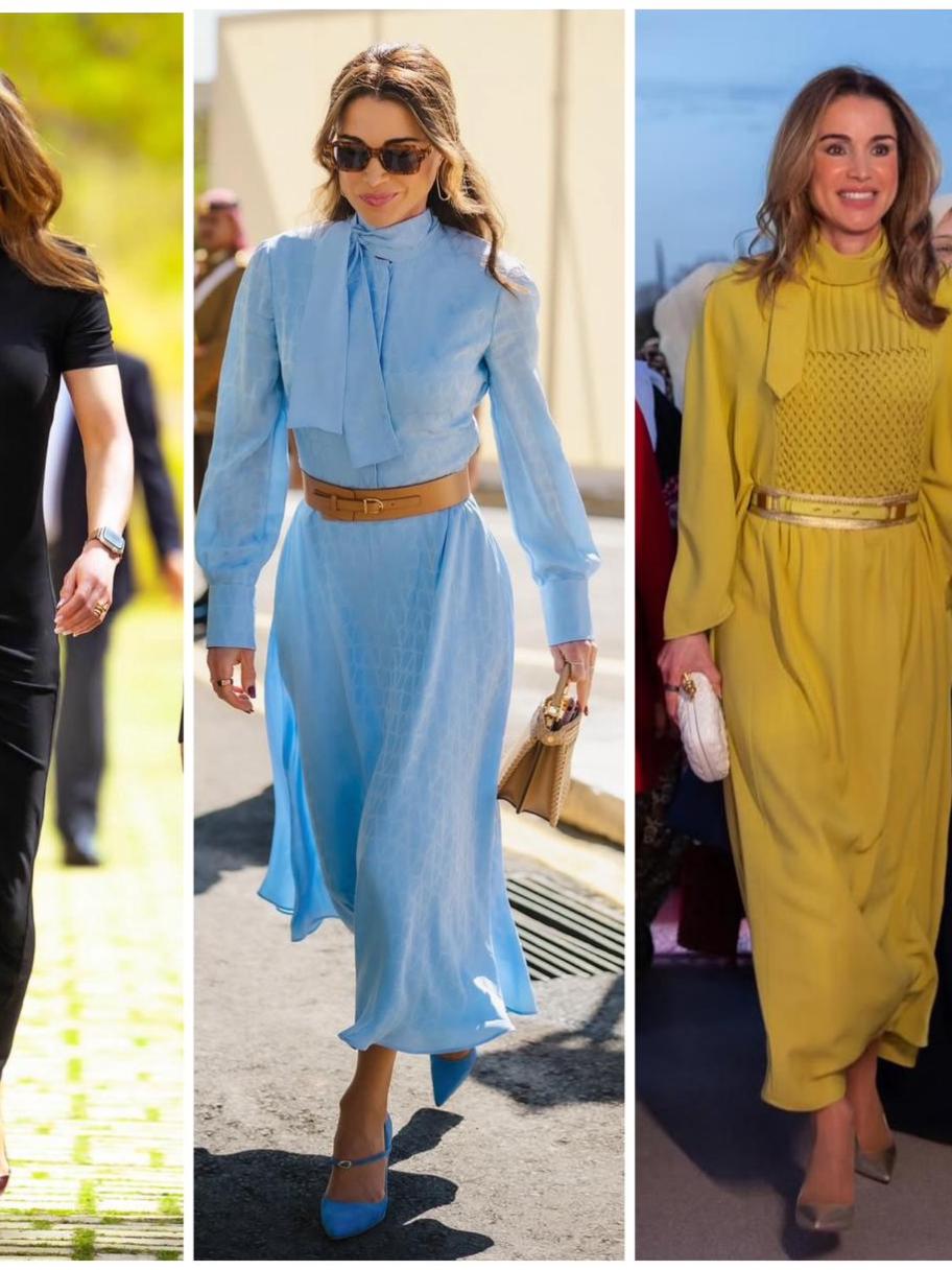 الفستان الميدي… التوقيع الأنيق الدائم للملكة رانيا