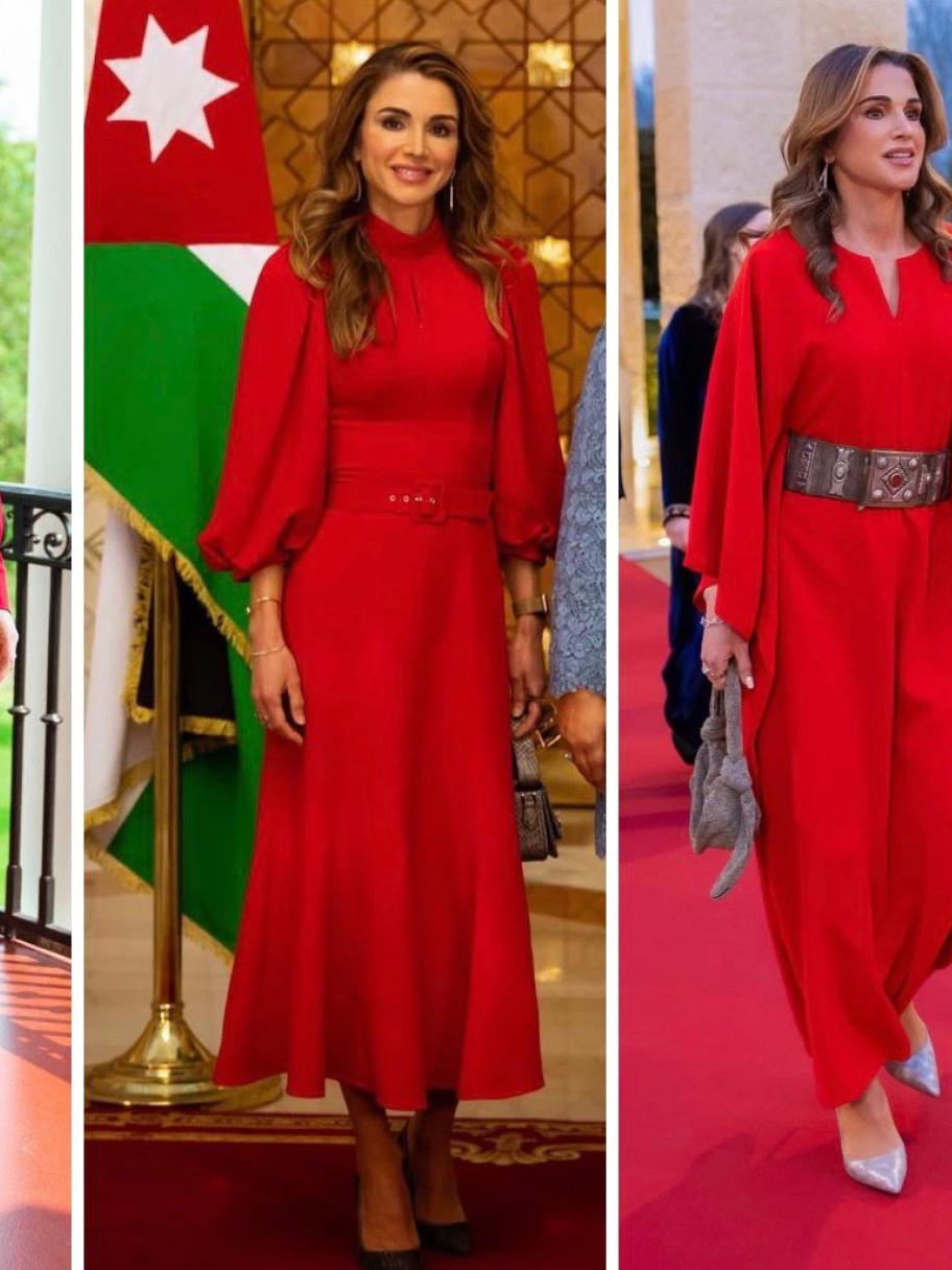 الملكة رانيا والأحمر… لون يعكس القوة والأناقة