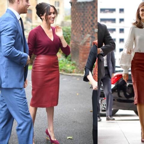 ميغان ماركل والملكة ليتيزيا بالتنورة نفسها