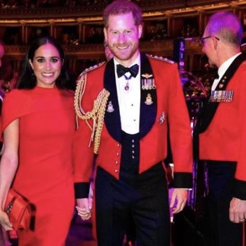 هاري وميغان في احتفال مشاة البحرية الملكية- انستغرام @sussexroyal