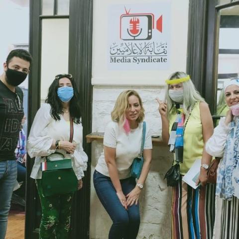 ريم البارودي وبوسي شلبي بنقابة الإعلاميين