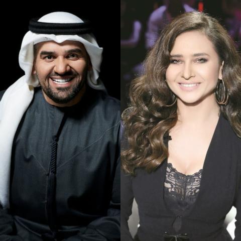 نيللي كريم تؤازر حسين الجسمي