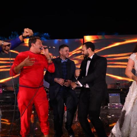 حمو بيكا وحسن شاكوش في حفل زفاف هنادي مهنا وأحمد خالد صالح