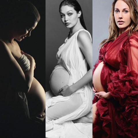 مريمو أوزرلي، جيجي حديد ويسرا اللوزي في صور بالحمل