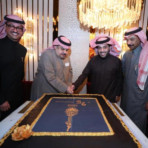 المستشار تركي آل الشيخ والأمير عبد الرحمن بن مساعد وعبادي الجوهر-صورة من &quot;تويتر&quot;