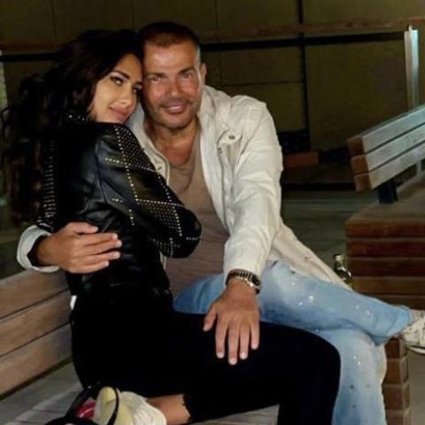 عمرو دياب و إنجي كيوان في كواليس إعلان العطر