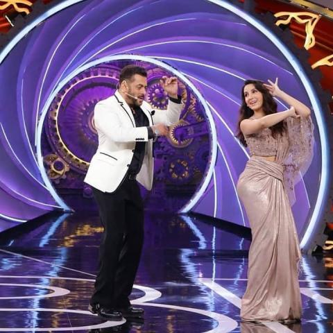 سلمان خان ونورا فتحي-صورة من البرنامج