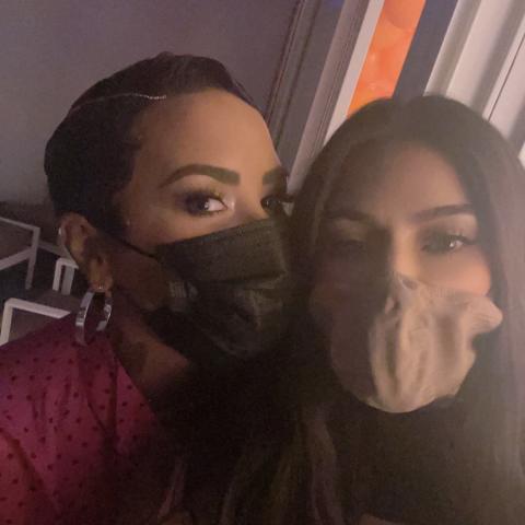 كيم كارداشيان تحضر حفل ديمي لوفاتو الخاص لعرض &quot;Dancing with the Devil&quot;