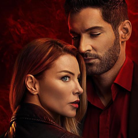 توم ايليس ولورين جيرمان في بوستر Lucifer- انستغرام @lucifernetflix