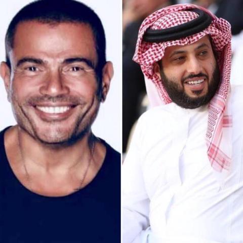 المستشار تركي آل الشيخ وعمرو دياب-صورة معدلة من السوشيال ميديا