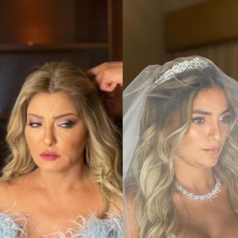 علا غانم وابنتها في زفافها