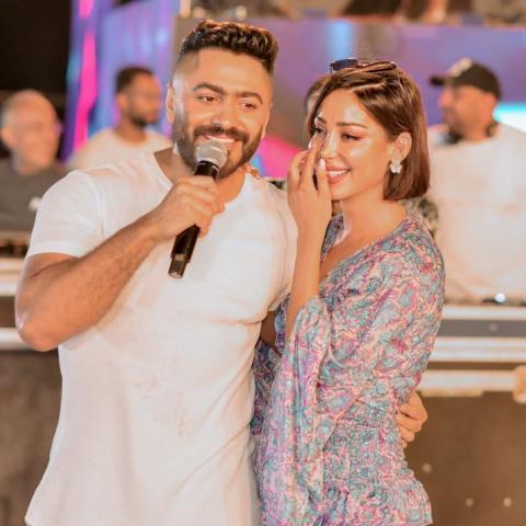 تامر حسني و بسمة بوسيل، صورة من انستغرام.