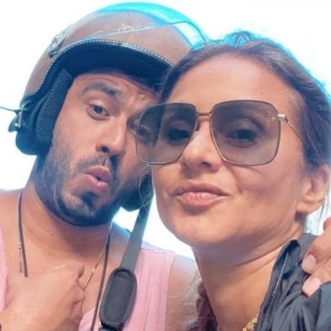 نيللي كريم وزوجها هشام عاشور في نيويورك