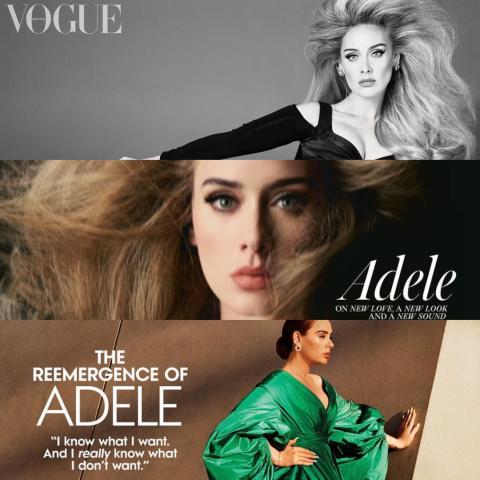 أديل على غلاف فوغ الأميركية والبريطانية