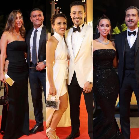 أبرز إطلالات الثنائيات على السجادة الحمراء لإفتتاح الدورة الخامسة لـمهرجان الجونة السينمائي