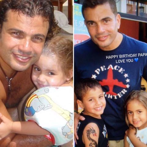 عمرو دياب مع أبنائه  عبدالله وكنزي