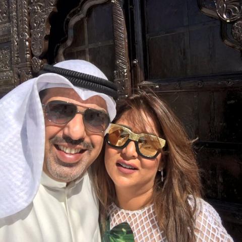 نوال الكويتية وزوجها مشعل العروج - صورة من تويتر