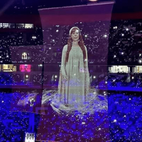 فيروز عبر تقنية الهولوغرام خلال إفتتاح كأس العرب