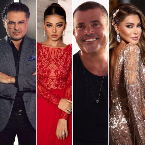 نوال الزغبي وعمرو دياب ورحمة رياض وراغب علامة - صورة معدلة من السوشيال ميديا