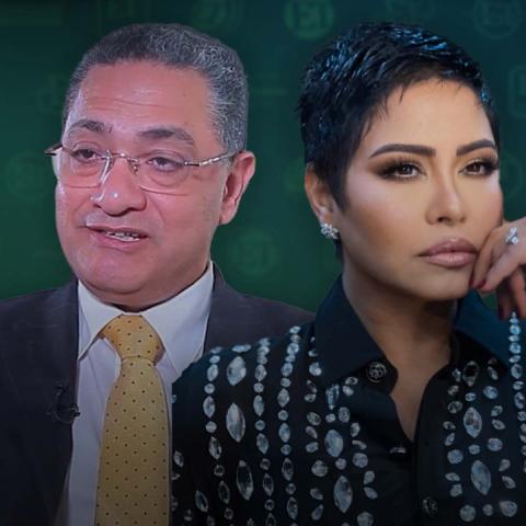 شيرين ومحاميها حسام لطفي - صورة معدلة من السوشيال ميديا