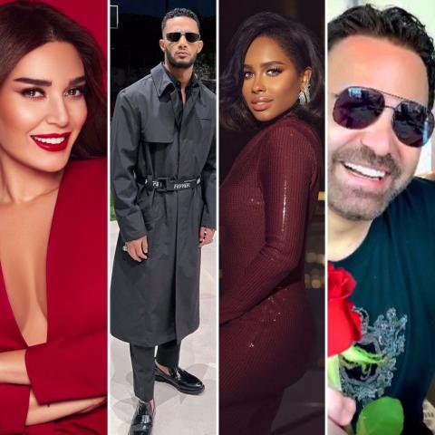 عاصي الحلاني وداليا مبارك ومحمد رمضان وسيرين عبد النور - صورة معدلة من السوشيال ميديا