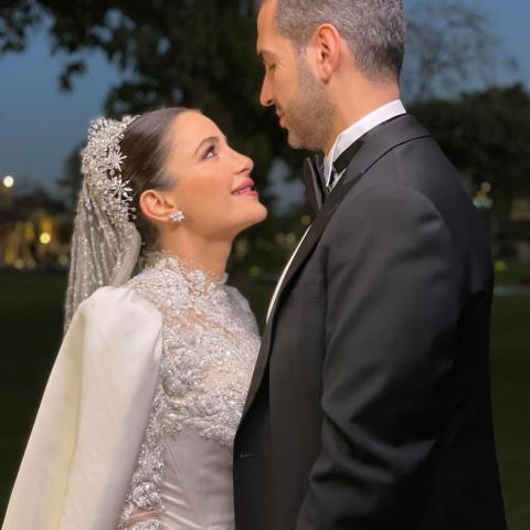 شام الذهبي وزوجها أحمد هلال - صورة من حساب Egyptian Weddings على إنستغرام