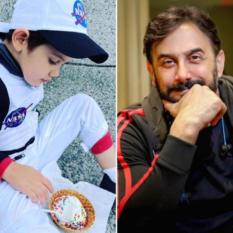 قصي الخولي وابنه العميد فارس - صورة معدلة من السوشيال ميديا